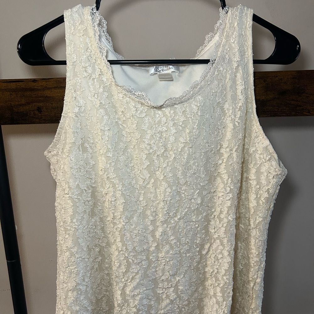 Christopher & Banks Ivory Lace Tank Top Size L Sleeveless Layering Boho Blouse